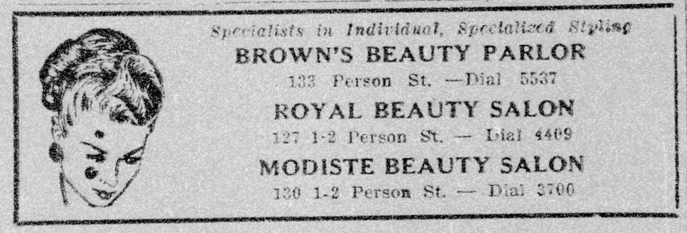 Modiste Beauty Parlor Advertisement, The Carolinian, November 4, 1950
