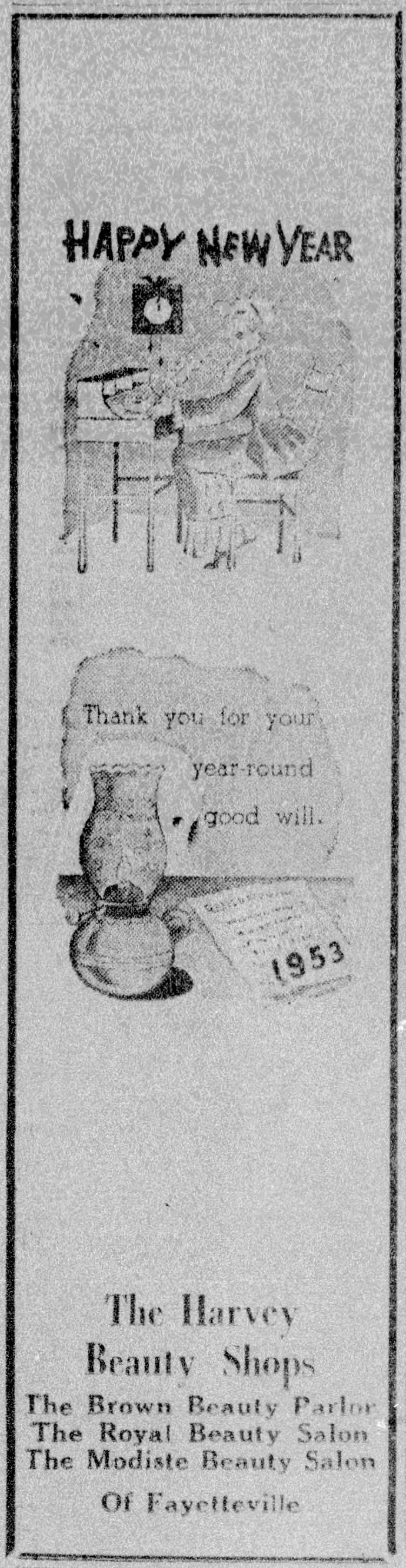 Advertisement, The Carolinian, January 3, 1953