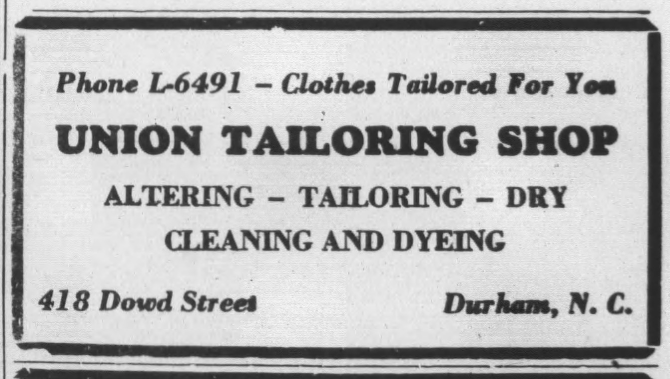 Advertisement, The Carolina Times, August 26, 1950