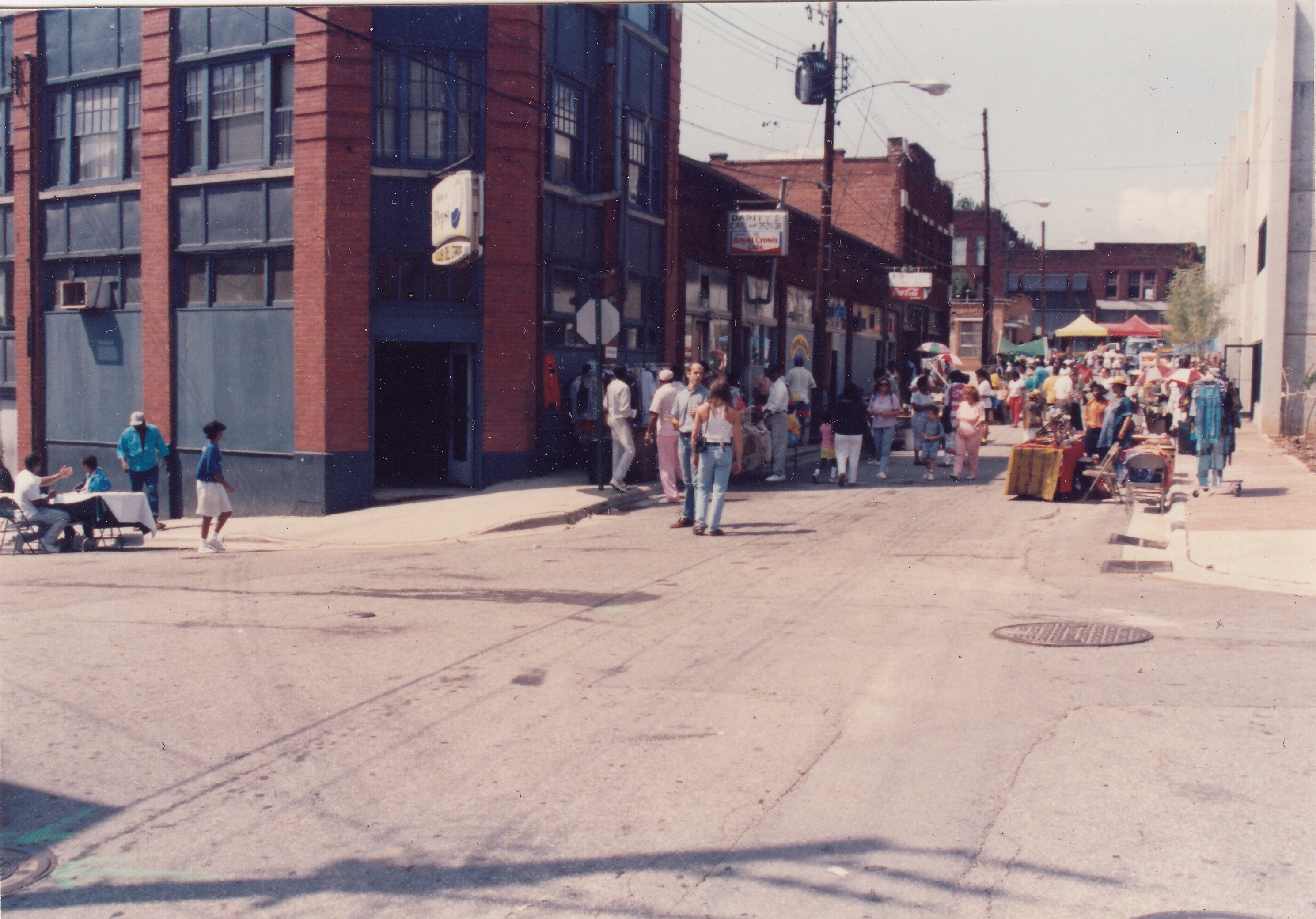 Street scene outside Wilson's Tavern (former building), ca. 1990s