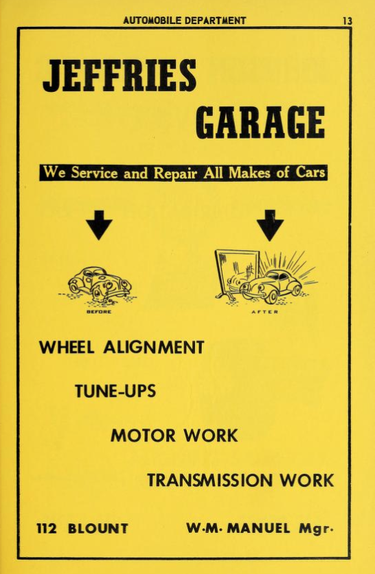 Advertisement, 1954-1955 Fayetteville City Directory