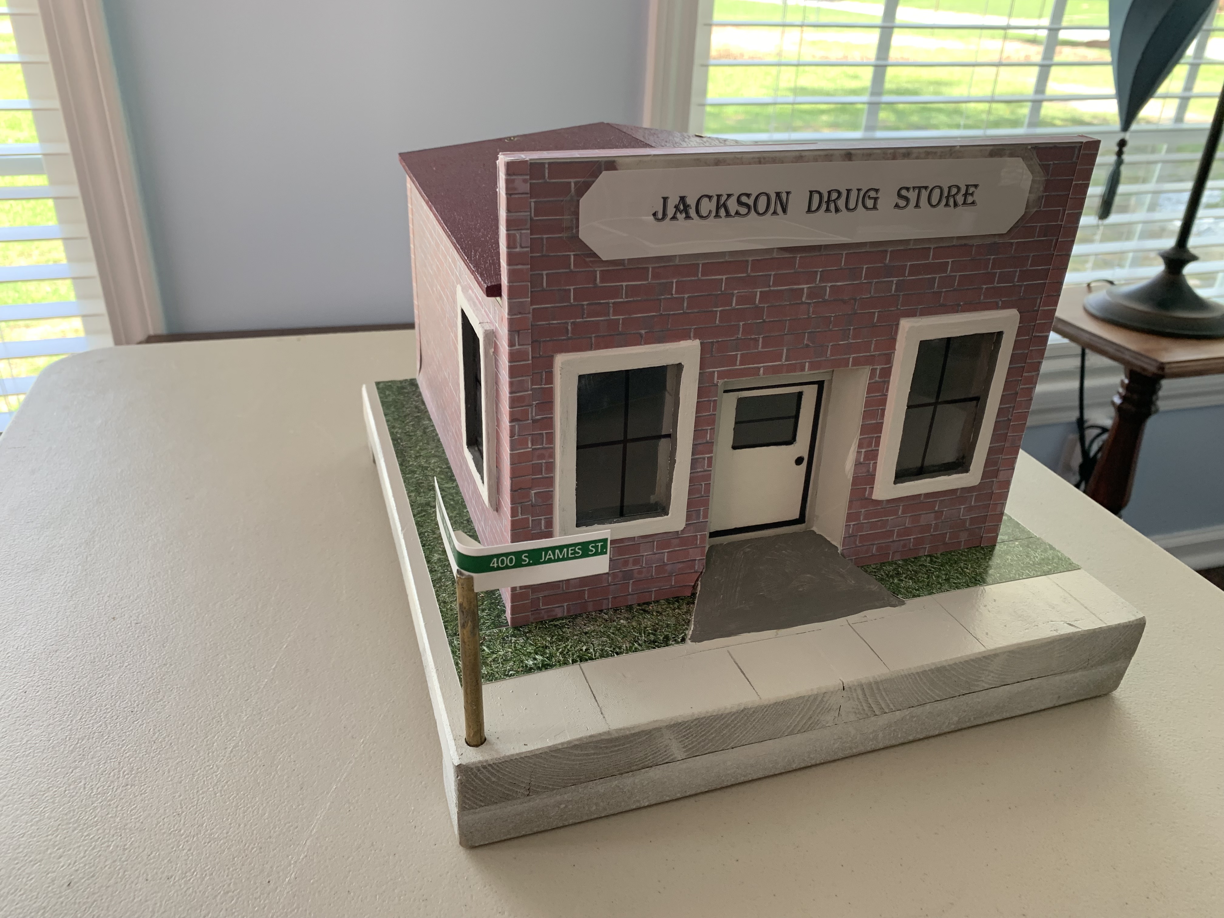 Model of Jackson's Drug Store built by Goldboro community member Ernest Loftin