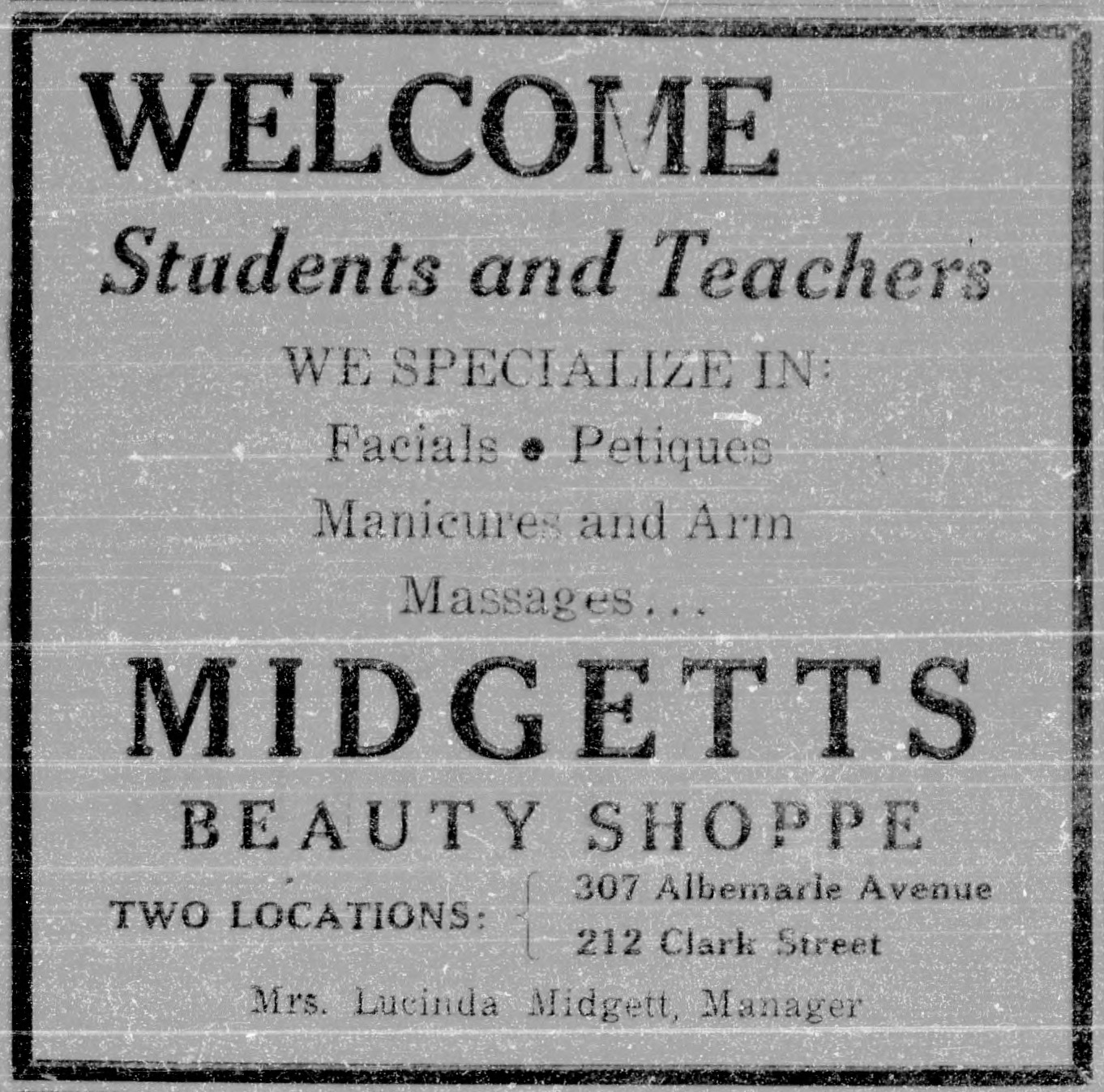 Advertisement, The Carolinian, September 7, 1946