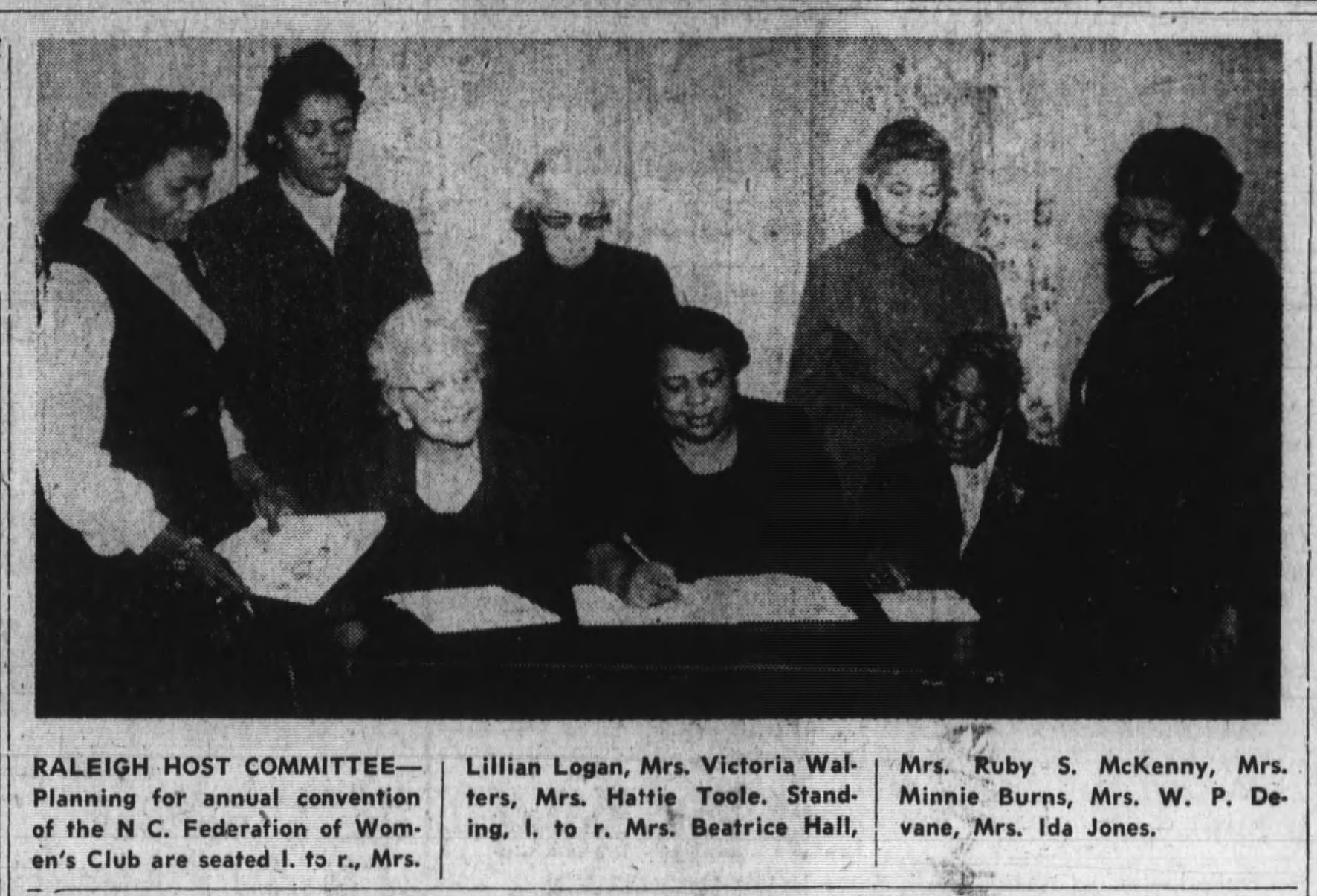 Mrs. Beatrice Hall with Raleigh Host Committee for the N.C. Federation of Women's Clubs, The Carolina Times, May 28, 1960