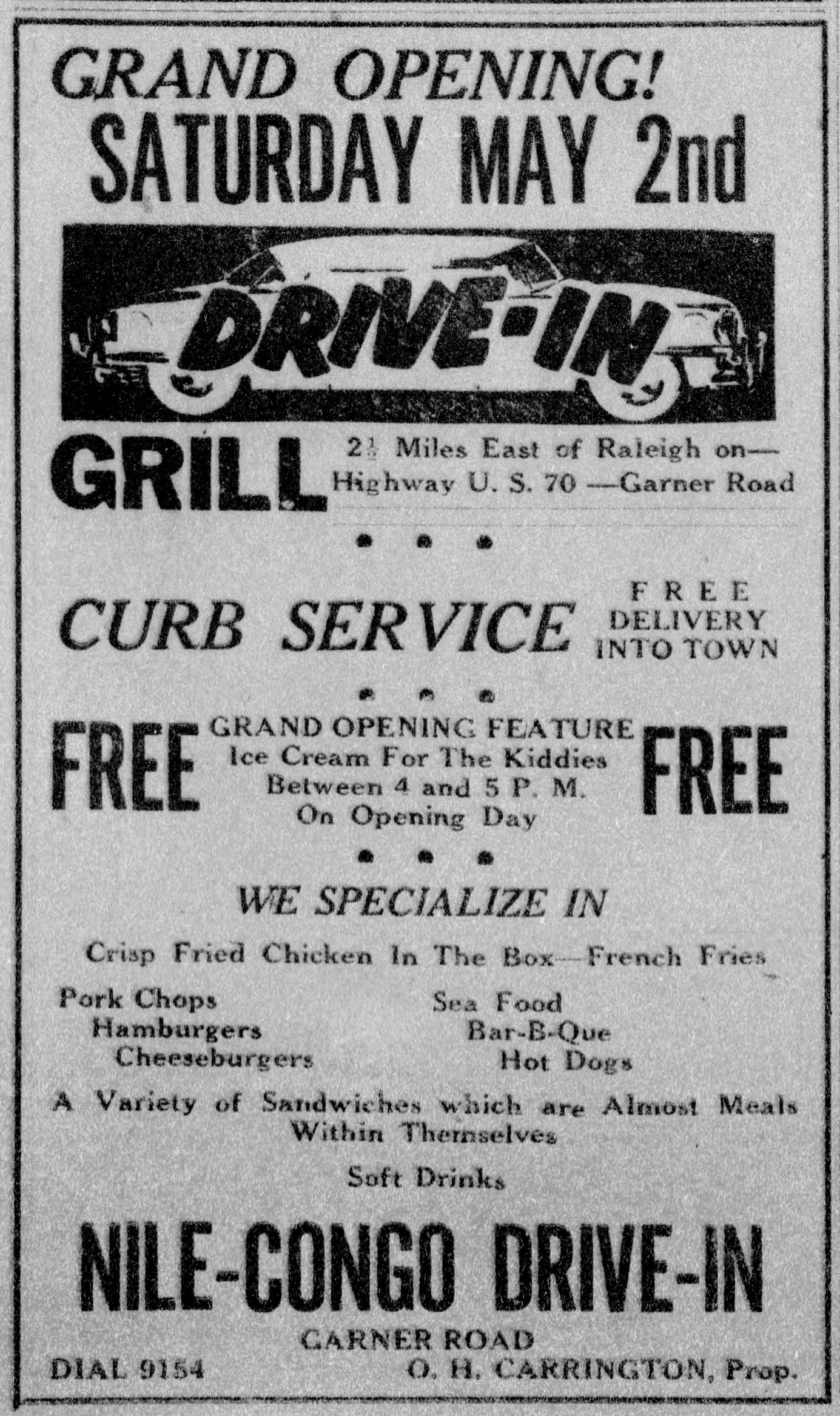 Advertisement, The Carolinian, May 2, 1953
