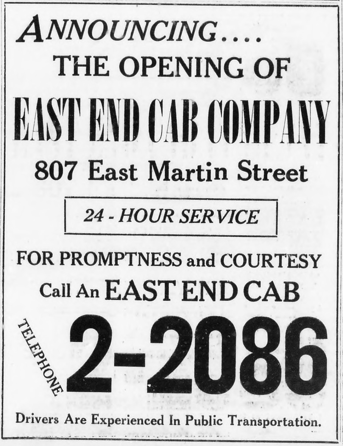 Opening Advertisement, The Carolinian, August 3, 1946