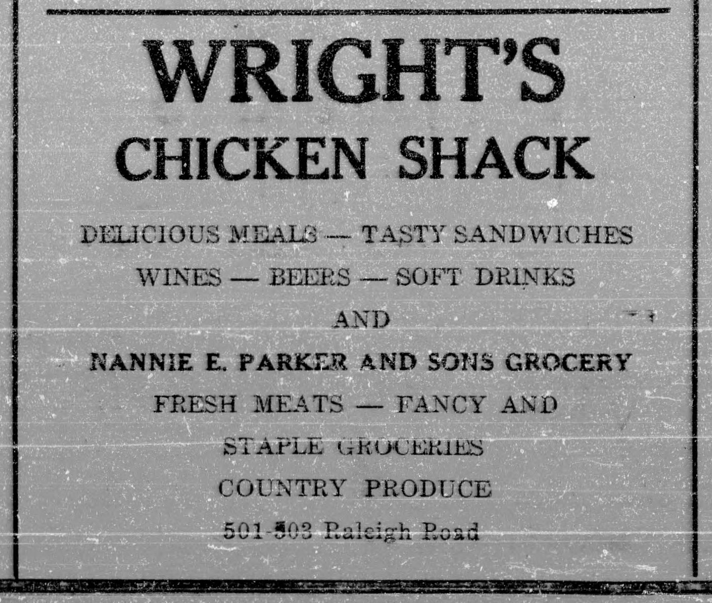 Advertisement, The Carolinian, September 21, 1946