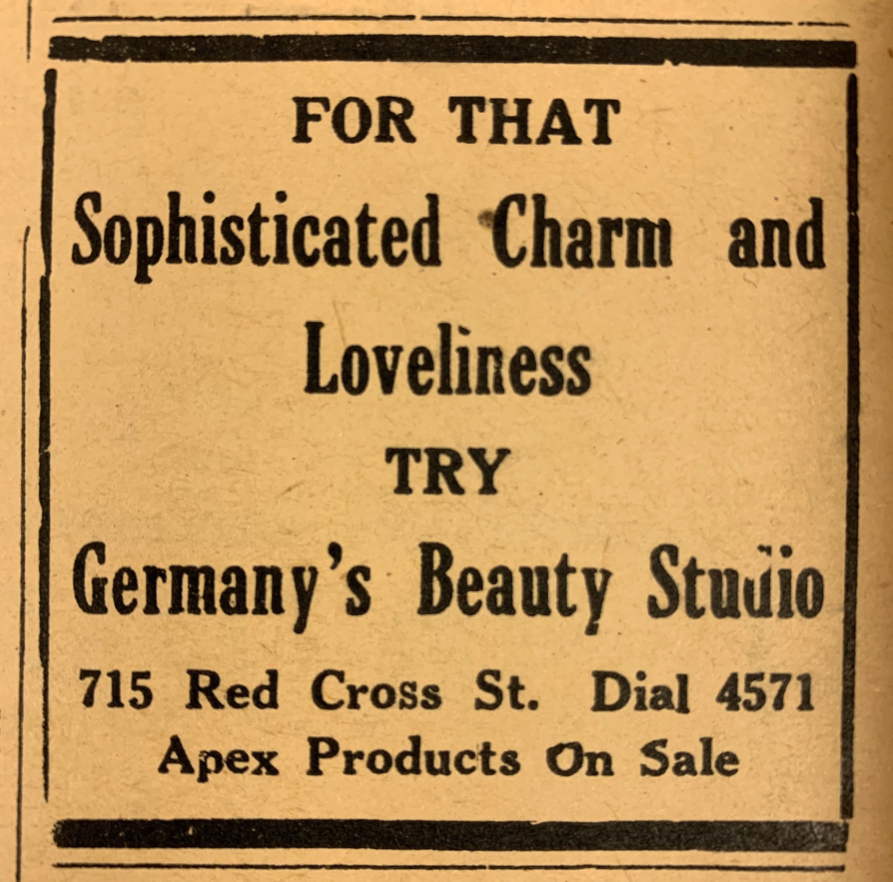 Advertisement, Cape Fear Journal, 1942
