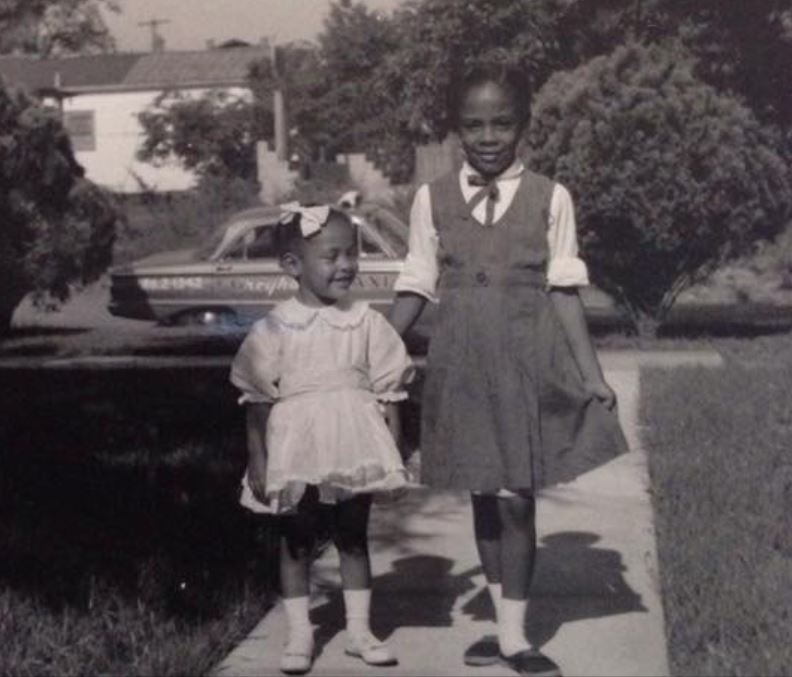 Dr. &amp; Mrs. Gray's Daughters and Greyhound Taxi Cab (background)