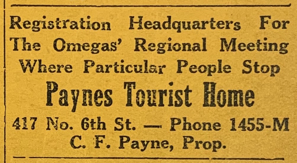 Advertisement, Omega Psi Phi Annual Sixth District Conference Program, 1938