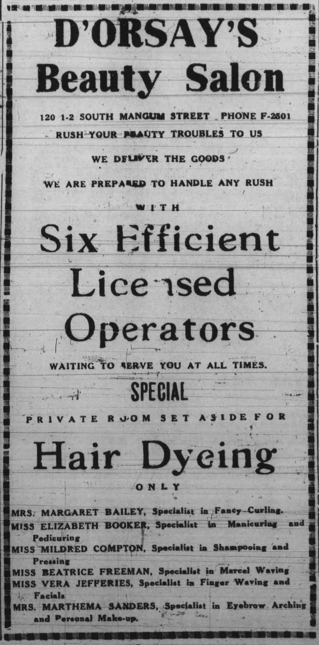 Advertisement, The Carolina Times, January 14, 1939