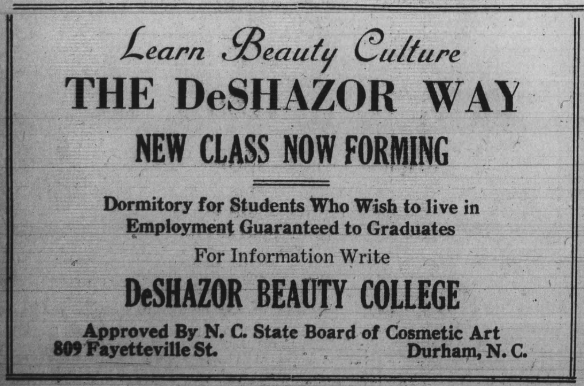 Advertisement, The Carolina Times, October 19, 1940