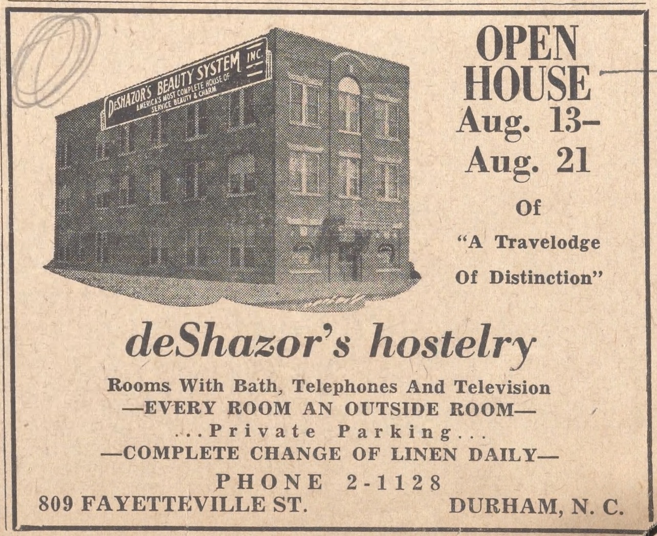 Advertisement, The Campus Echo, September 25, 1954