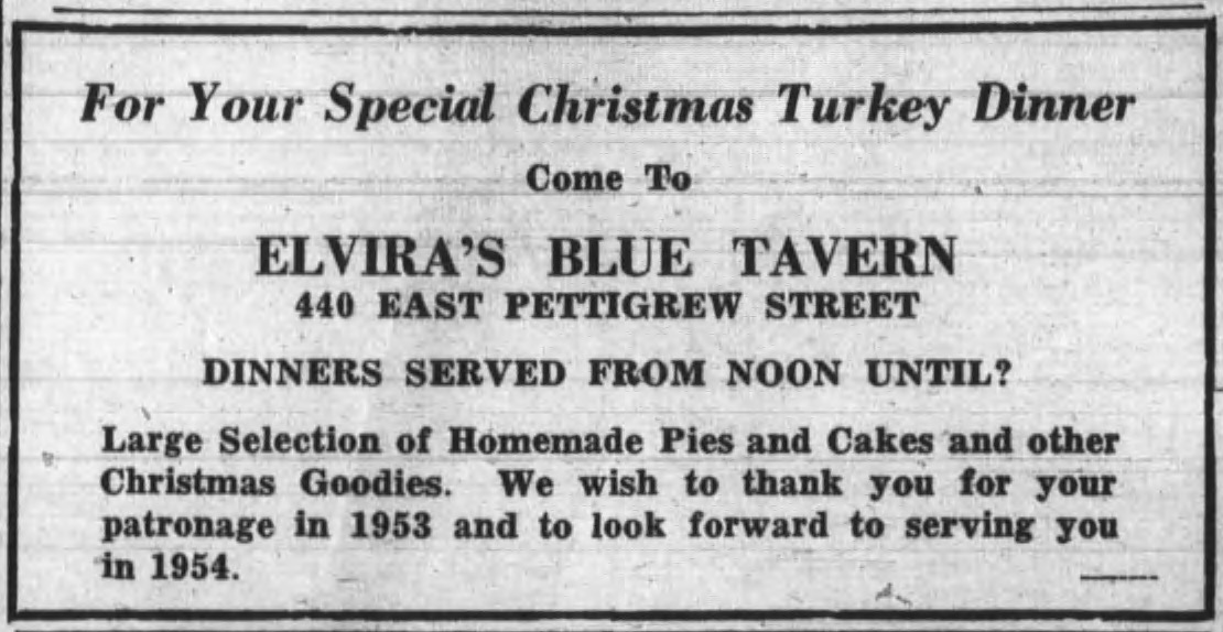 Advertisement, The Carolina Times, December 26, 1953