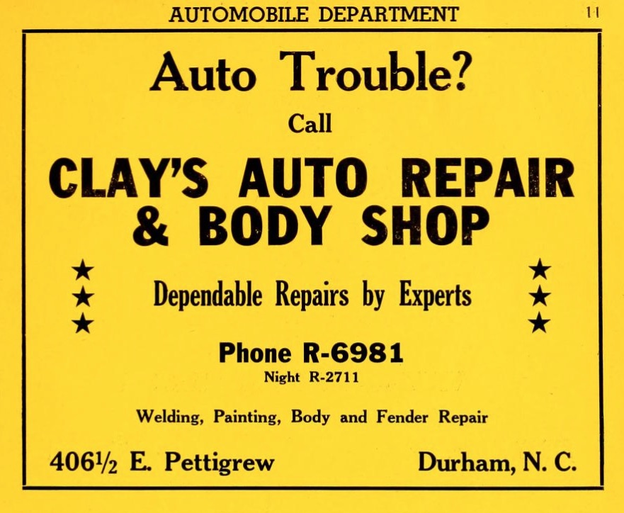 Advertisement, 1949 Durham City Directory