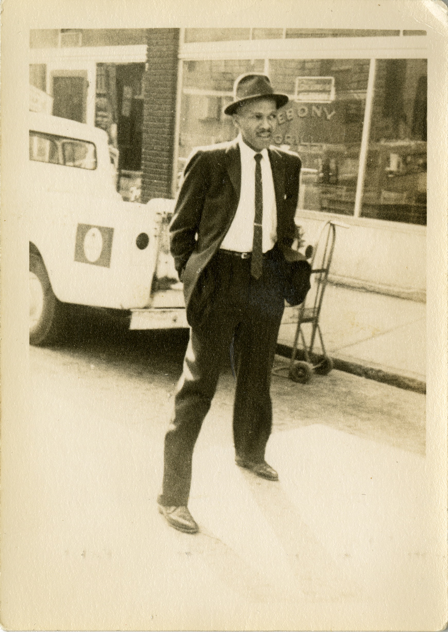 Street scene in front of the Ebony Grill