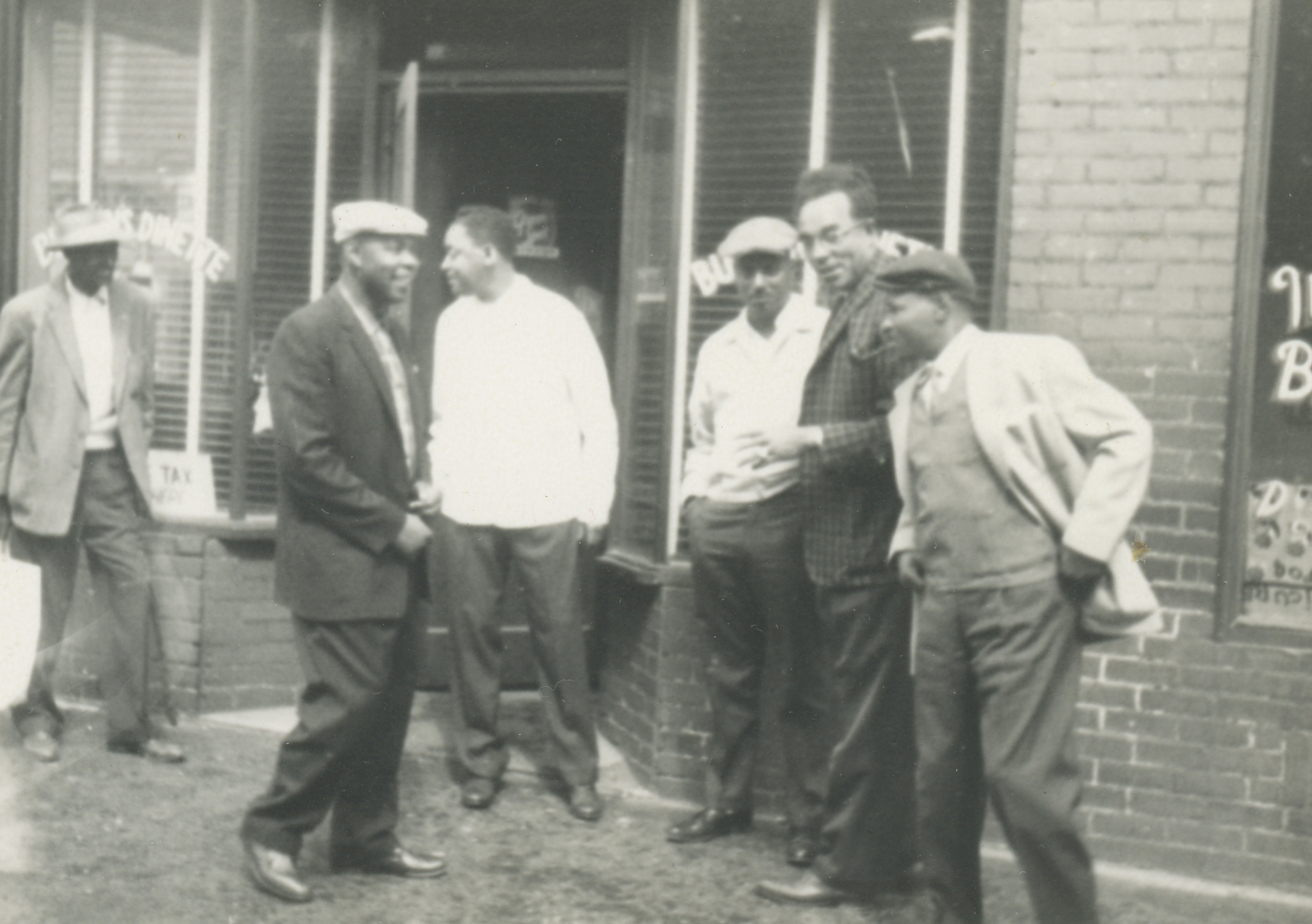 Street scene in front of Burton's Dinette