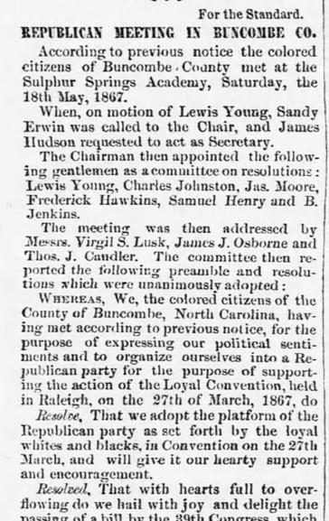 Newspaper article of a Republican meeting in Buncombe County