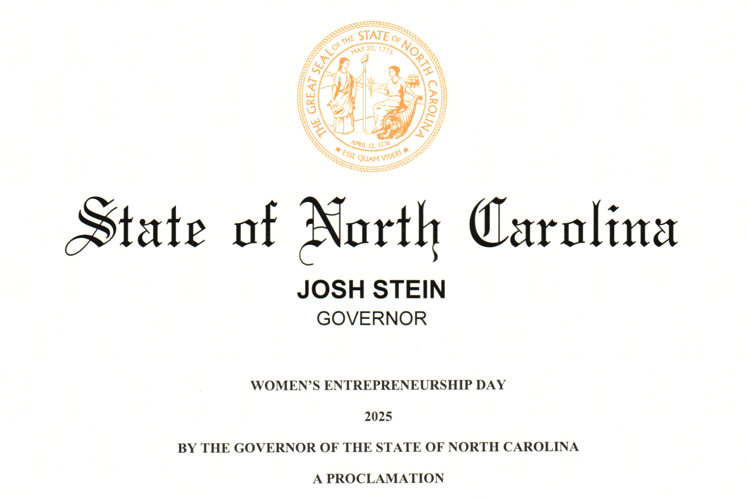 Governor Stein Proclaims November 19 as Women’s Entrepreneurship Day