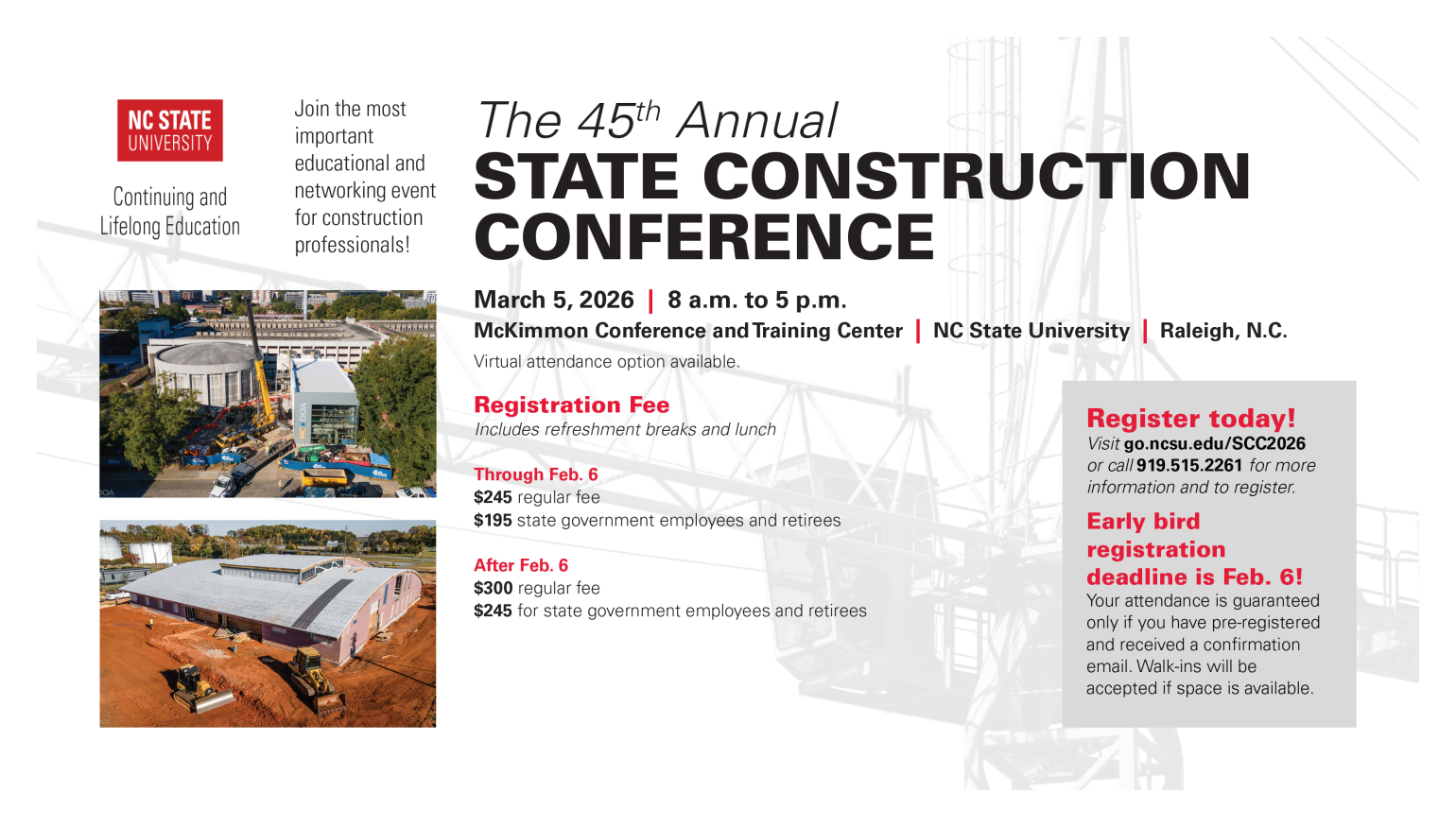 Attention-grabbing postcard graphic for the 2026 State Construction Conference