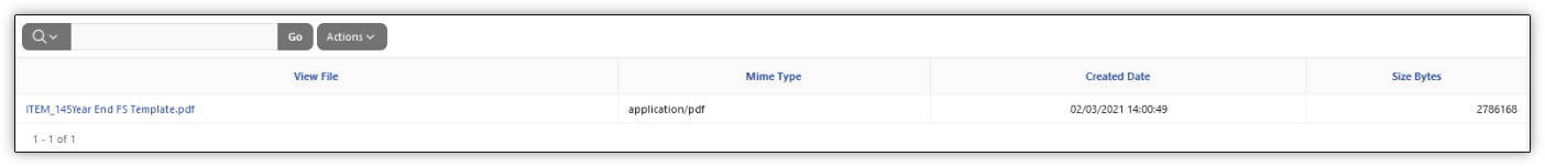 Screenshot of the Documents tab showing available files for download