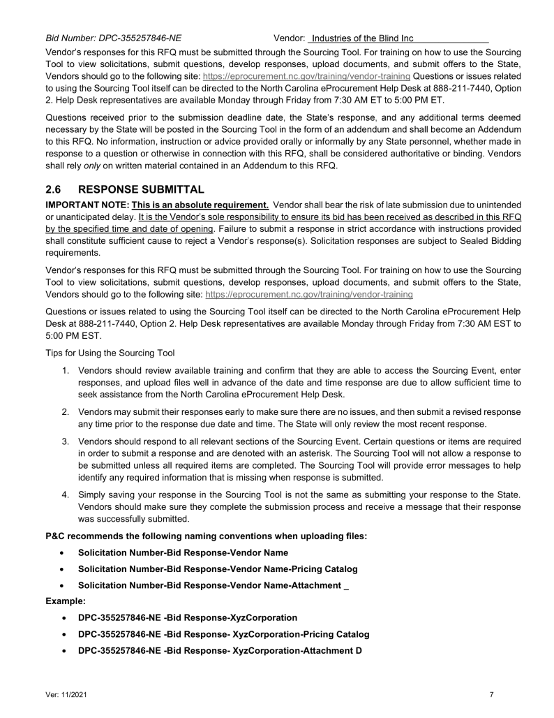 State of North Carolina Document