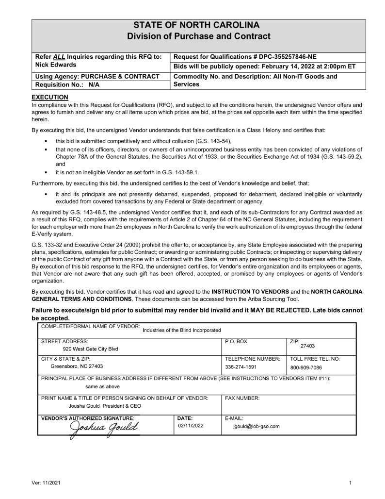 State of North Carolina Document