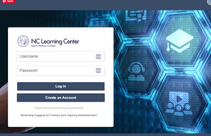 Screenshot of NC Learning Center login screen
