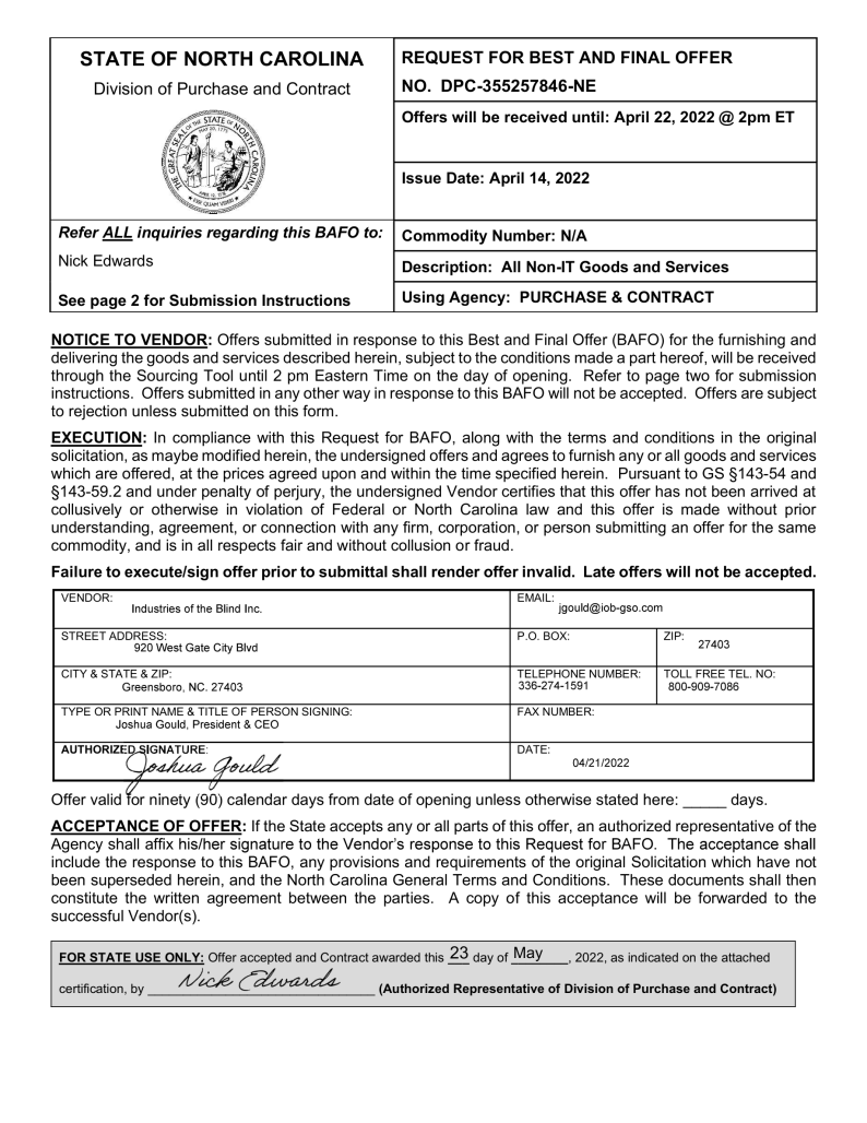 State of North Carolina Document