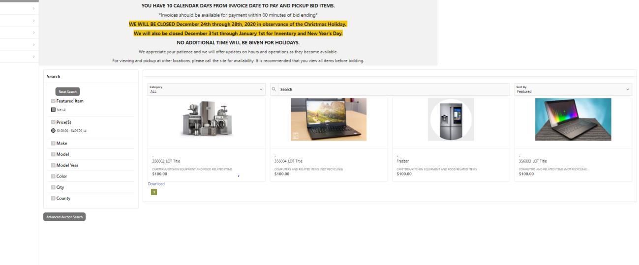 Screenshot of the search interface highlighting category, keyword, and advanced search options