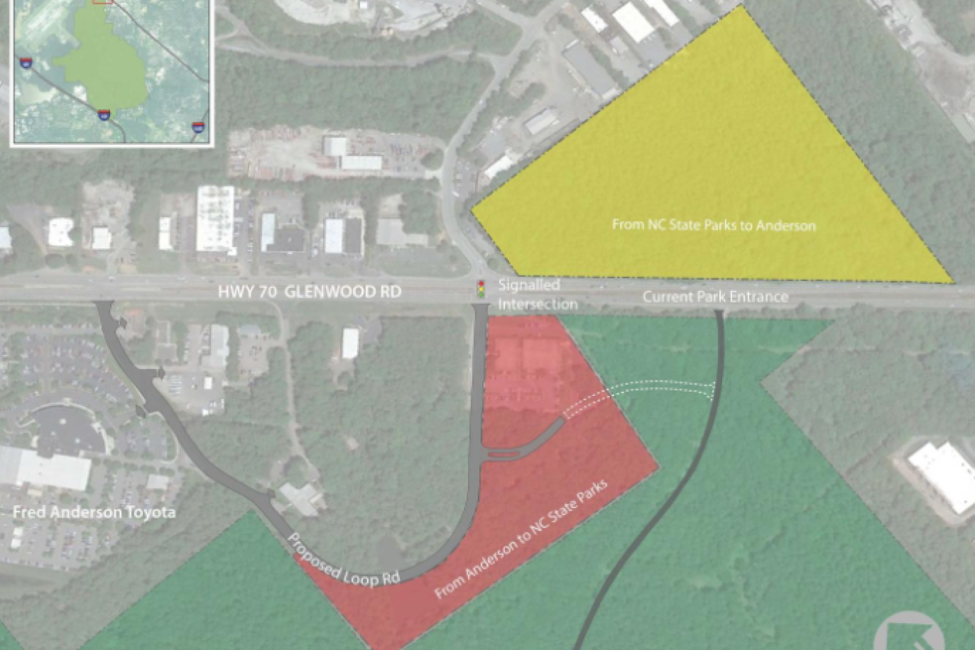 Map of Land Exchange Agreement to Improve Access to Umstead State Park