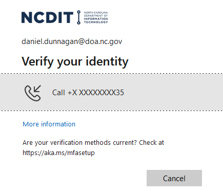 Screenshot of NCDIT Verify your identity page