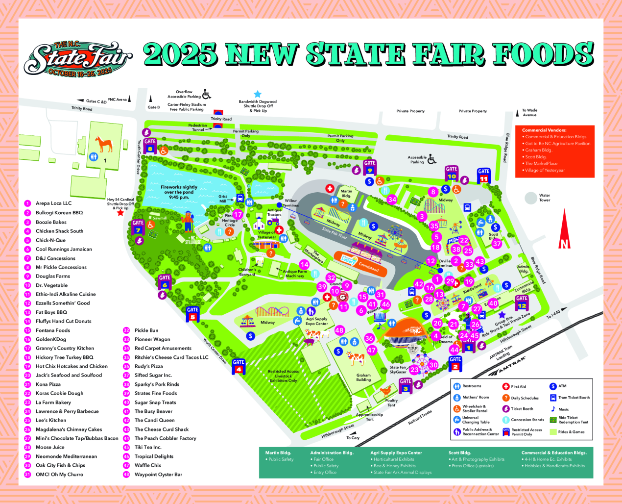 map showing location of food vendors