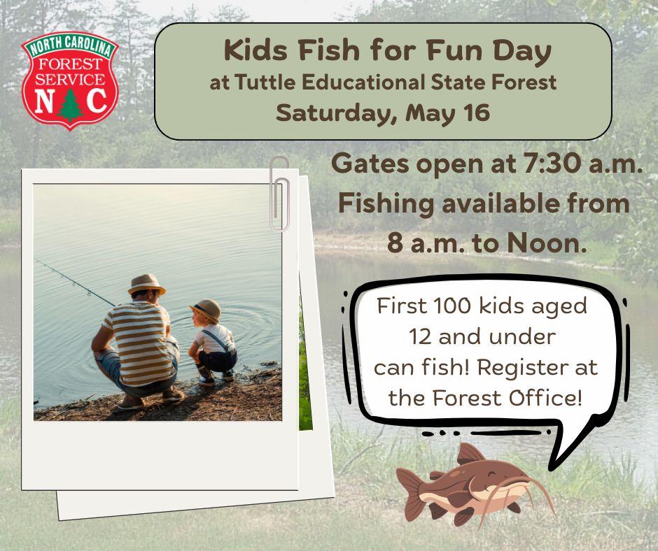 Kids Fish for Fun Day with a photo of an adult and child fishing together