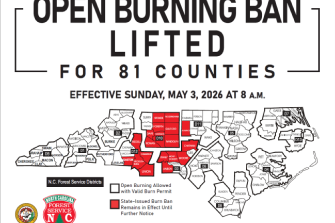 Shows where burn ban is in effect