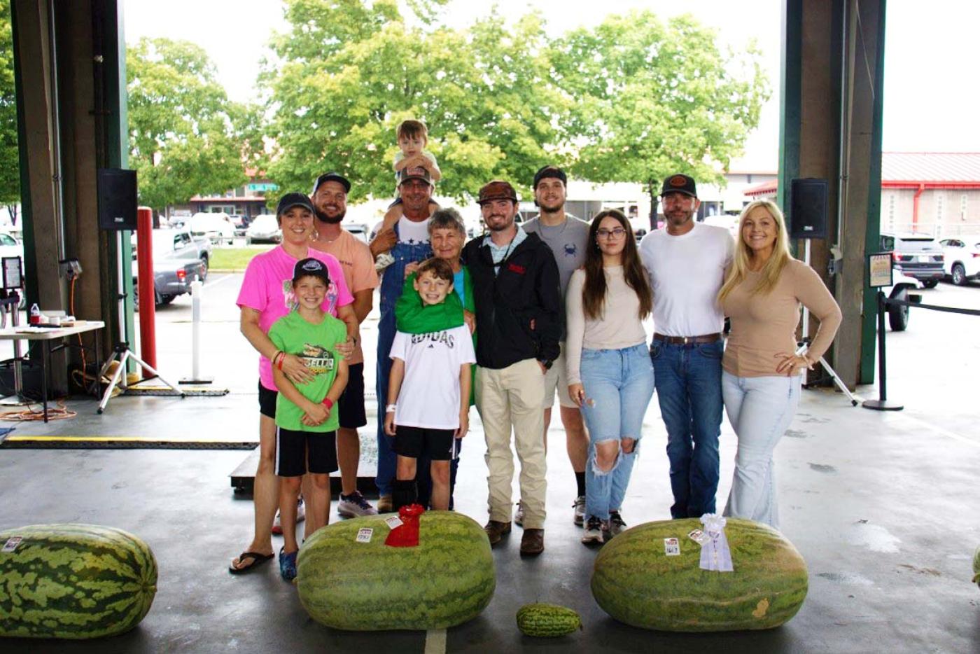 Members of the Donald Murphy family at the annual watermelon contest at the State Farmers Market