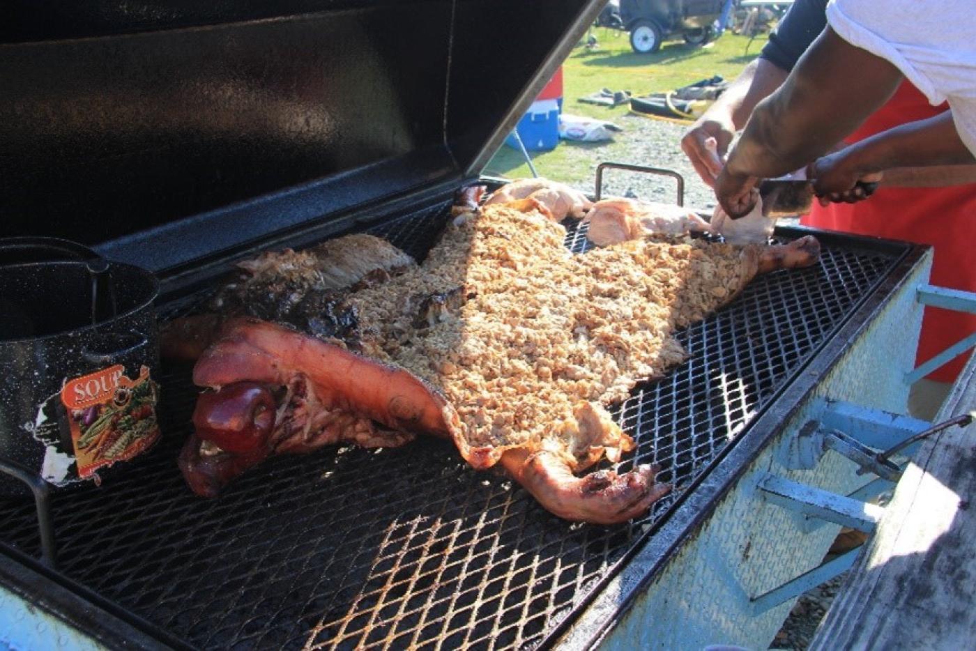 Barbecue cooking on the grill 