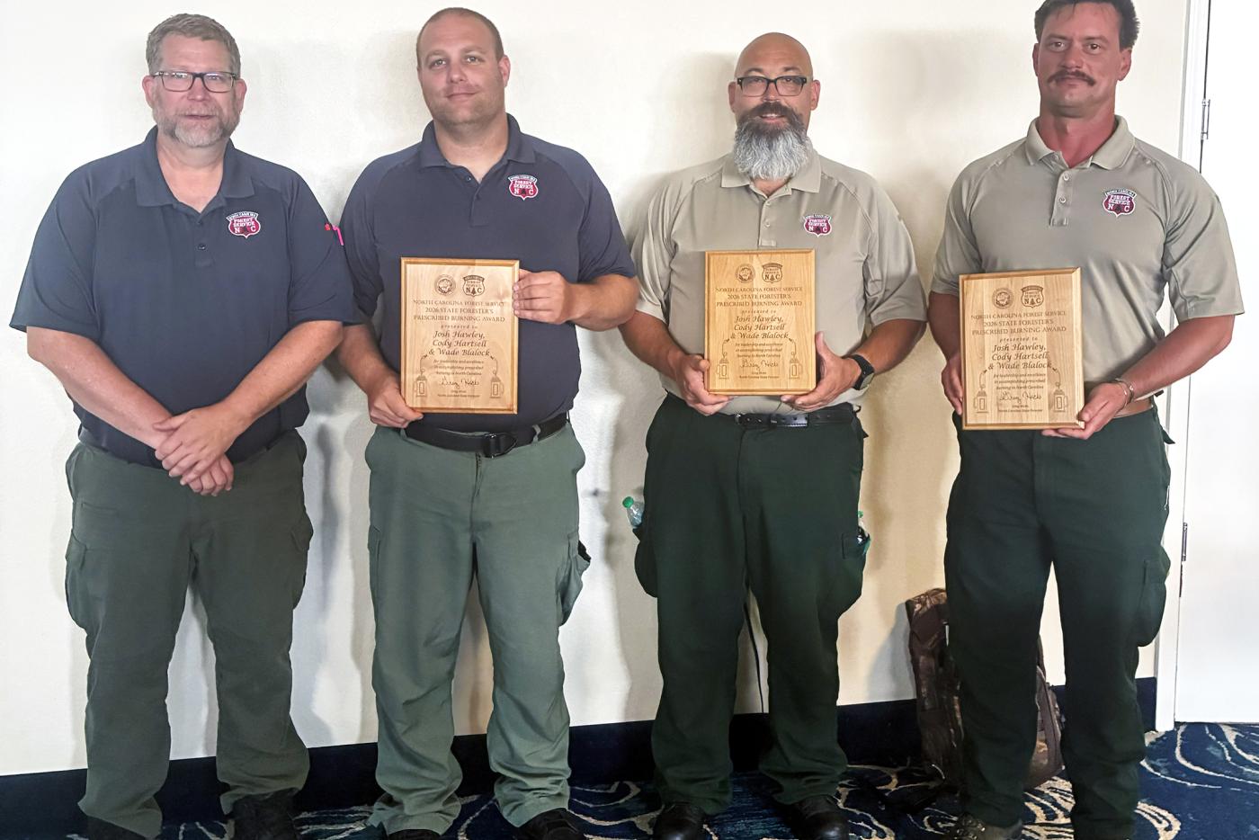 Deputy State Forester Kevin Harvell, Josh Hawley, Wade Blalock, Cody Hartsell