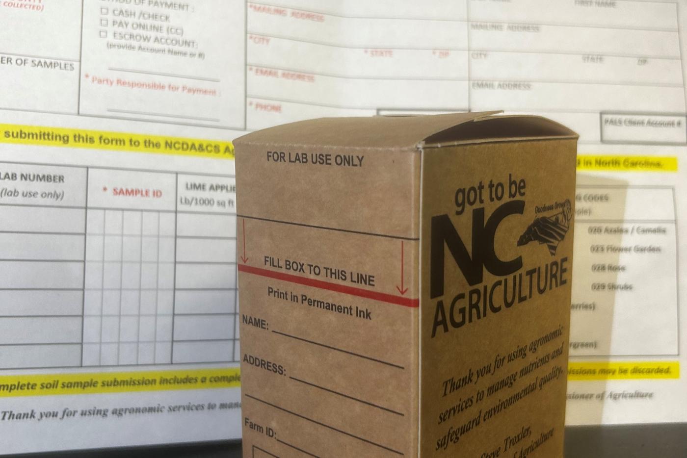 official Agronomic Services box to submit soil samples in
