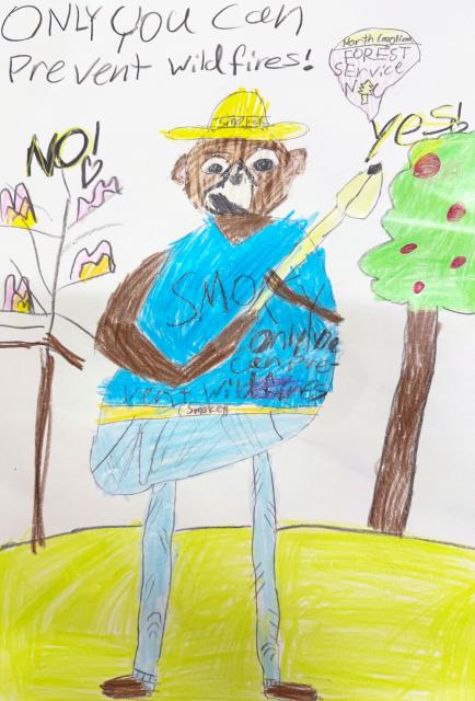 Original artwork featuring Smokey Bear holding a shovel with his slogan "Only You Can Prevent Wildfires" written along the top of the poster