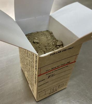 soil sample box filled to red line