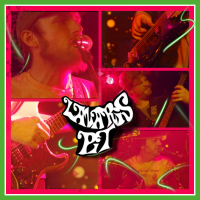 Collage of pictures of people playing music 