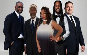 Picture of four men and a lady