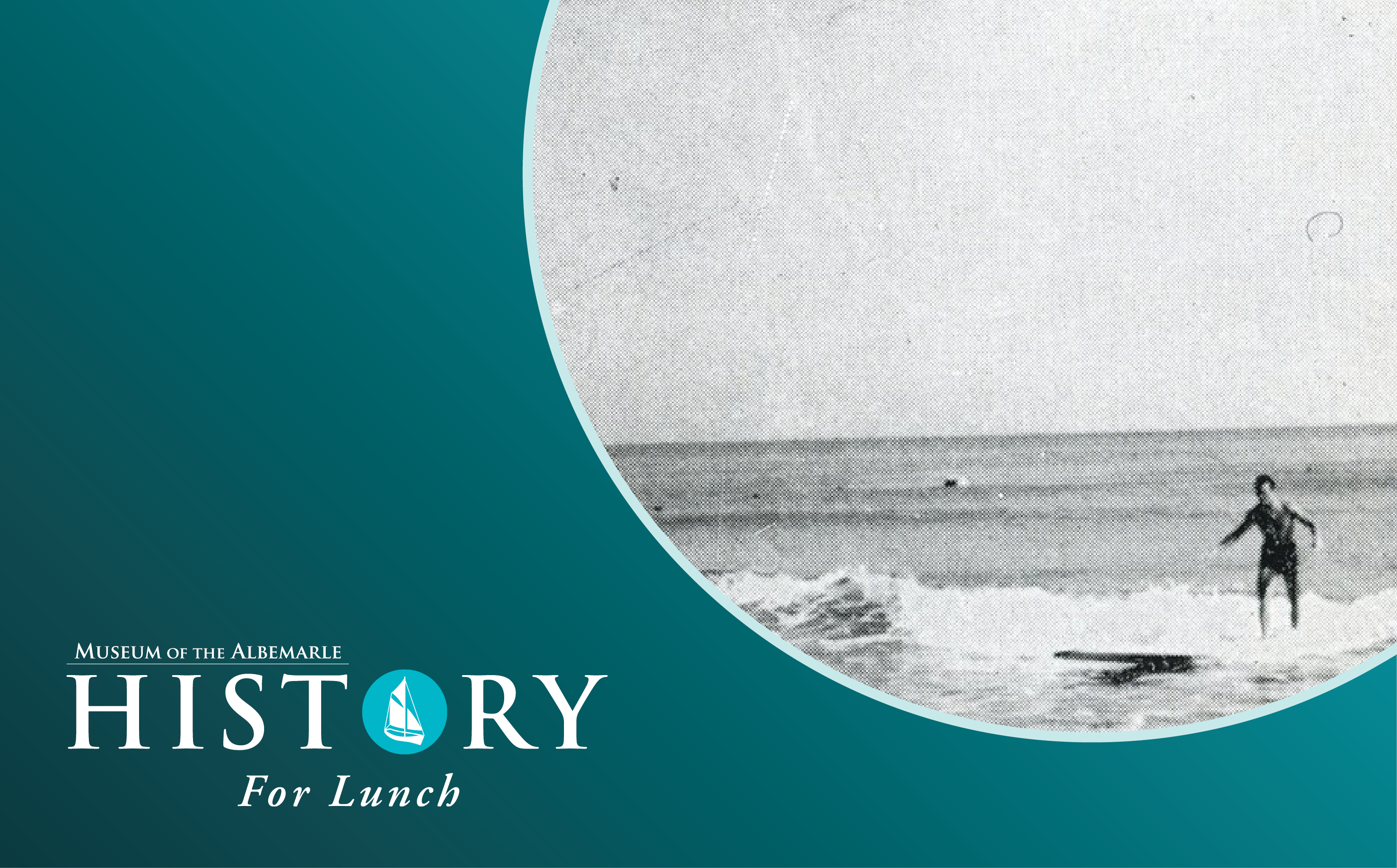 A photo of a person surfing to promote History for Lunch on March 5