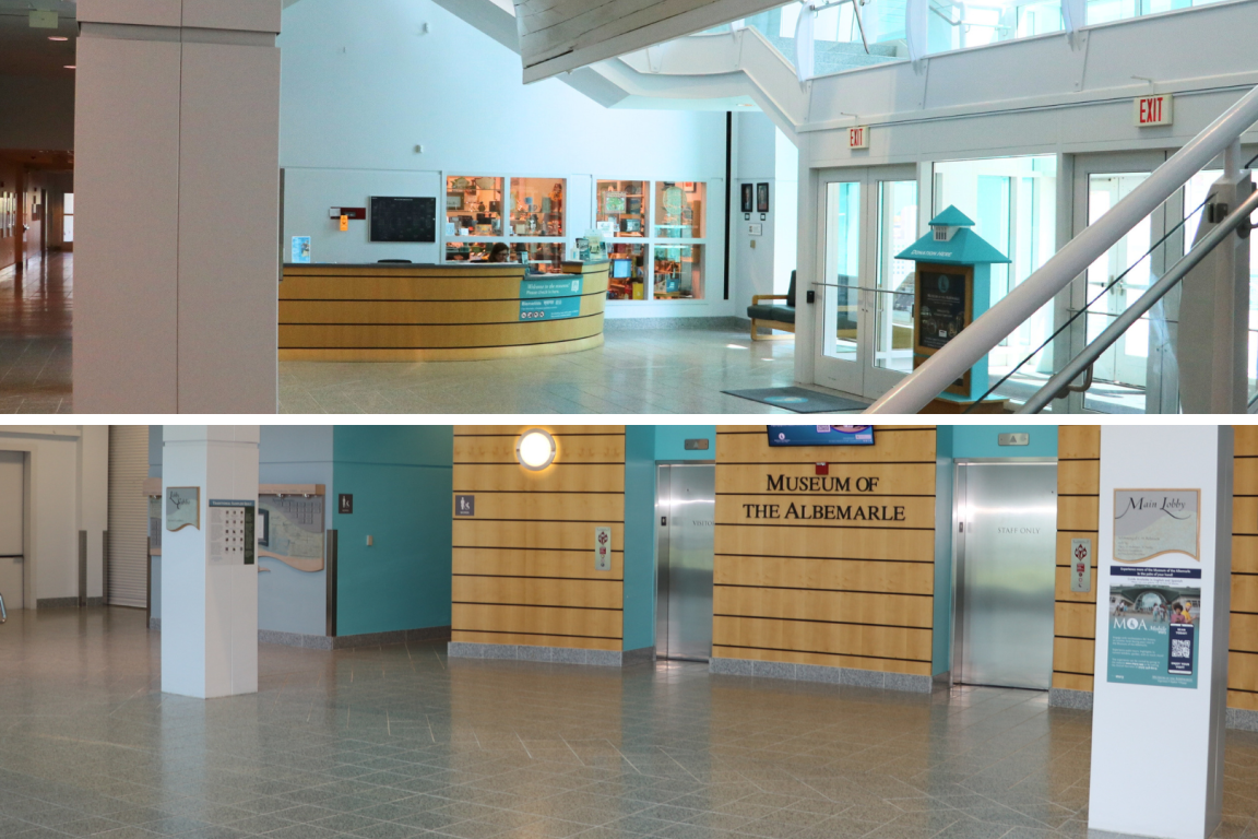 an empty museum lobby 