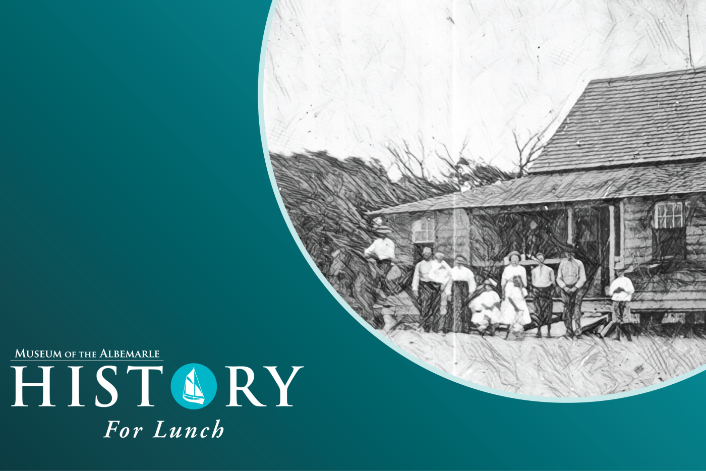 Illustration of a family outside a 1900s style house