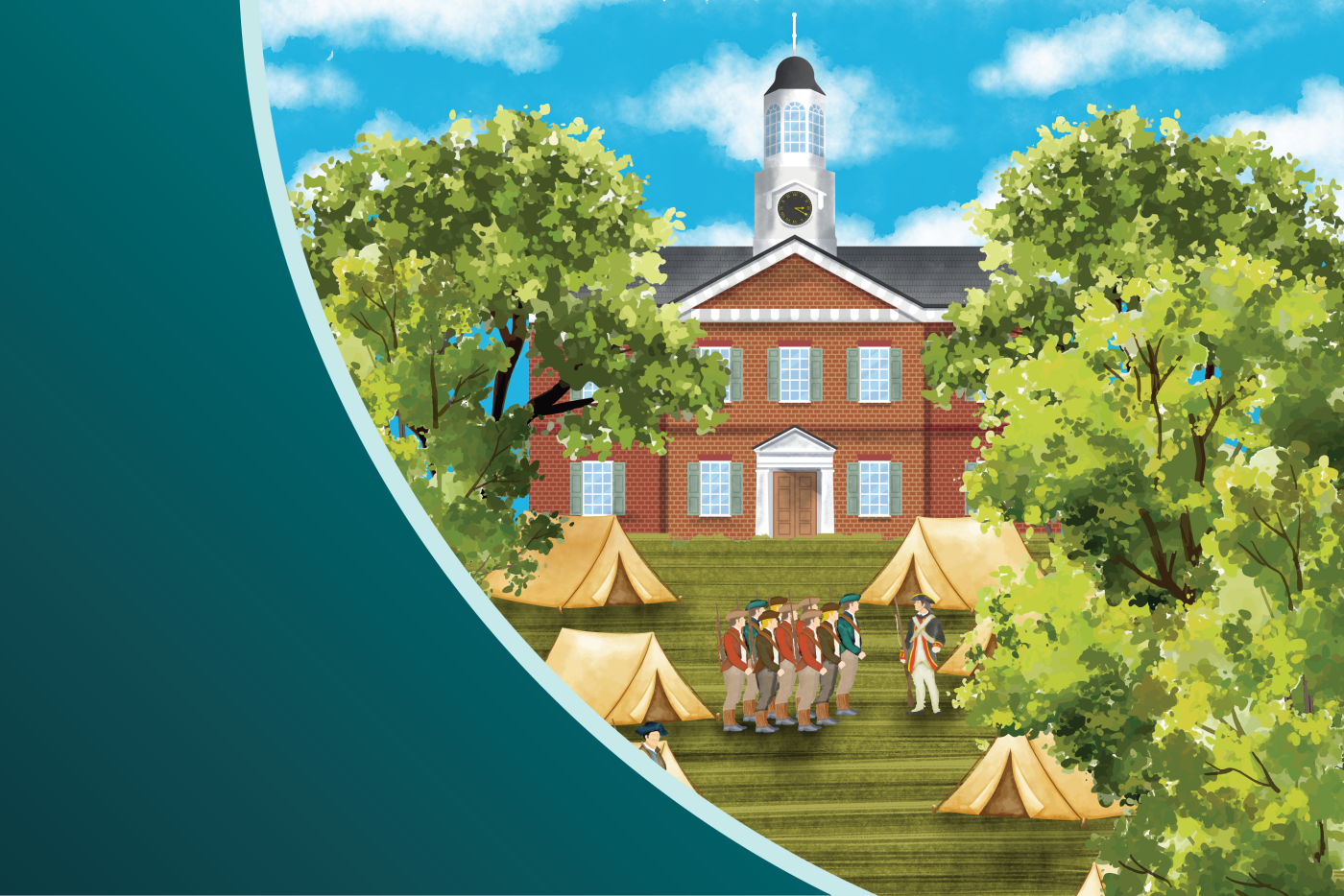 A courthouse during the colonial era