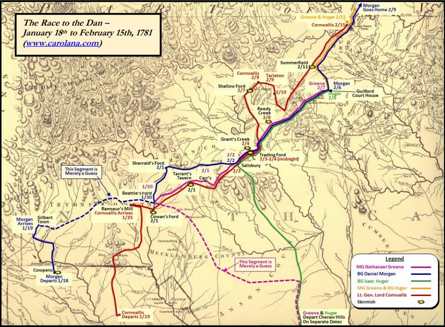 A map of North Carolina with routes highlighted in red and blue.
