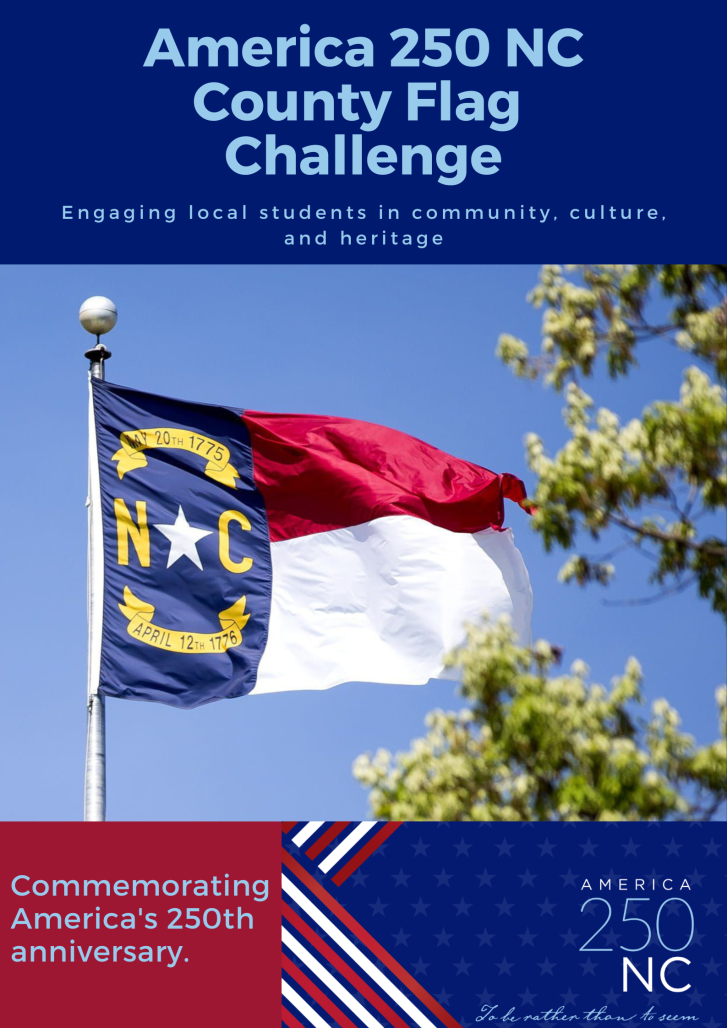 America 250 NC County Flag Challenge design with state flag image and blue and red graphics