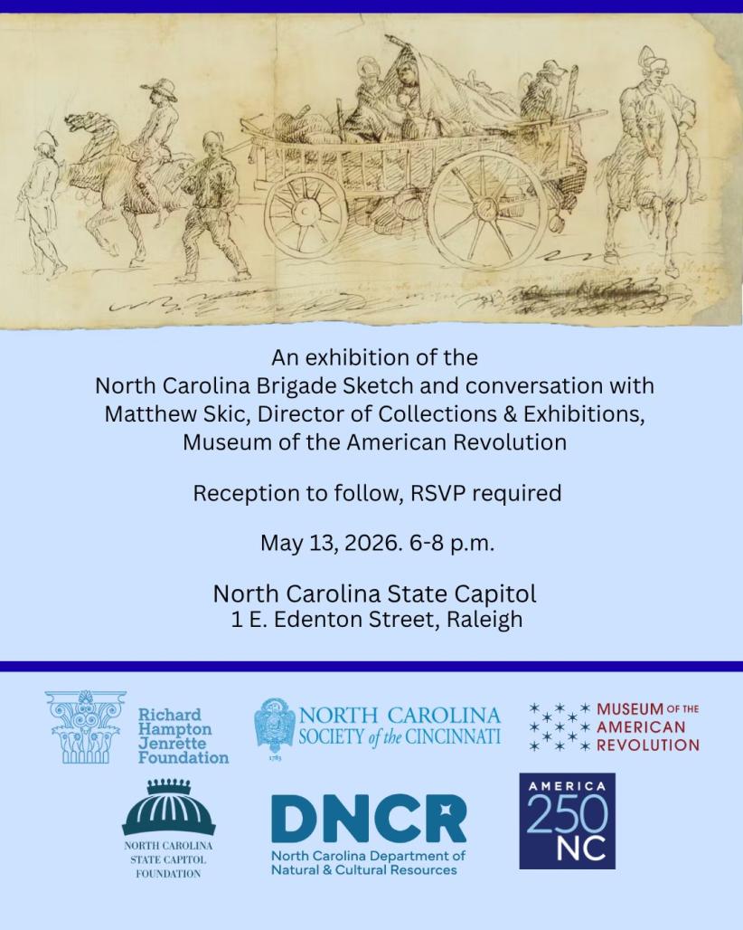 Sketch on top of blue event flyer